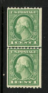 Fresh 1916+  US #486 Mint-NH Vertical Coil Line Pair [Perf 10 Horizontally]