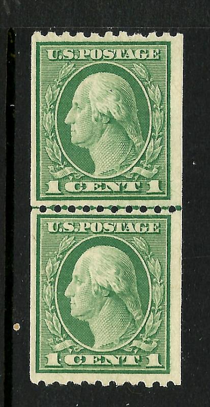 Fresh 1916+  US #486 Mint-NH Vertical Coil Line Pair [Perf 10 Horizontally]