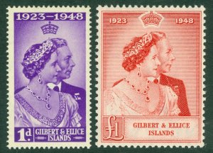 SG 57/8. 1948 Silver wedding set of Gilbert & Ellice Islands. Fine unmounted...