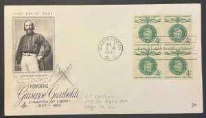 GUISEPPE GARIBALDI #1168 NOV 2, 1950 WASHINGTON DC FIRST DAY COVER (FDC) BX5