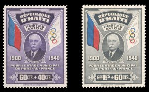 Haiti #CB1-2 Cat$50+ (for hinged), 1939 Coubertin, set of two, never hinged