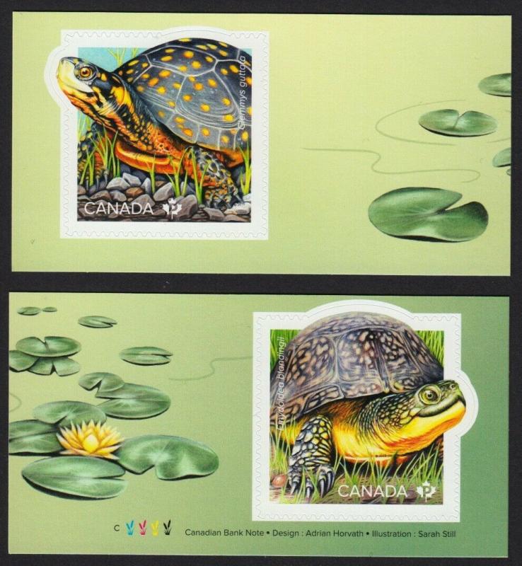 New! TURTLE = ENDANGERED = Pair of singles Cut from Booklet MNH-VF Canada 2019