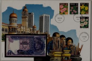 Malaysia unc.banknote + cover 1990