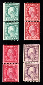 US 486, 487, 488, 489 Washington Mint Line Pairs F-VF OG NH SCV $445