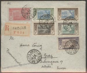 France 1929 Abidjan Ivory Coast Cote d Ivorie Cover Registered Graz Aust G112545