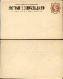 British Bechuanaland O/P on QV 1d Brown Foreign Postcard Mint