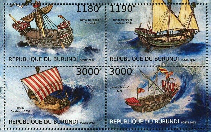 Medieval Ships Stamp Navire Normand Sandwich Ship S/S MNH #2858-2861 