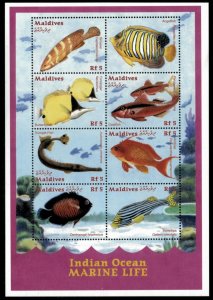 Maldives 2001 - Fish - Sheet of 8 Stamps - Scott #2485 - MNH