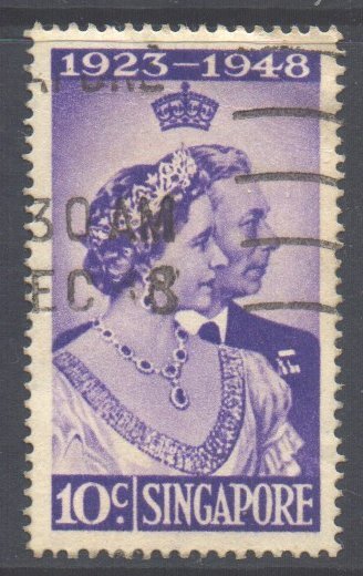 Singapore Scott 21 - SG31, 1948 Silver Wedding 10c used