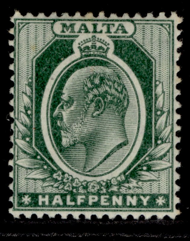 MALTA EDVII SG47b, ½d deep green, M MINT. 