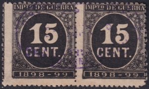 Spain 1898 Sc MR25 pair war tax used