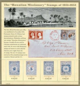 Hawaiian Missionary Stamps Sheet of Four 37 Cent Postage Stamps Scott 3694