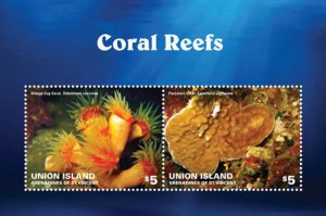 UNION ISLAND 2014 - CORAL REEFS STAMP SOUVENIR SHEET MNH