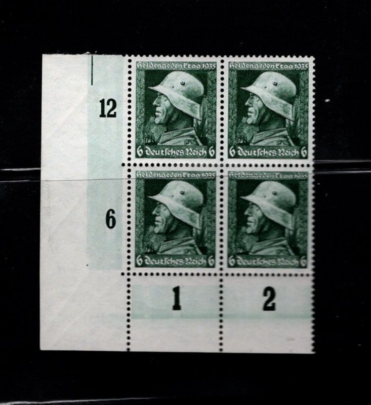 Germany Reich MNH Block of 4 w/tab margins. Issue of 1935 Sc#452-453