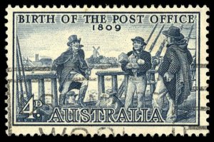 AUSTRALIA Sc 332 USED - 1959 4p -  Birth of Post Office - Postmaster I. Nichols