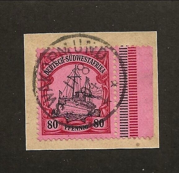 German Colonies - South West Africa Sc 21 used on cut issue of 1898-99 