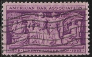 US 1022 (used) 3¢ American Bar Association, rose vio (1953)
