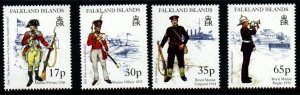 FALKLAND ISLANDS SG825/8 1998 ROYAL MARINES UNIFORMS MNH