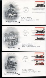 US 2843-2847 Locomotives Addressed set of 3 PCS cachet FDC