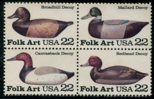 2141a US 22c Folk Art Decoys, MNH blk/4