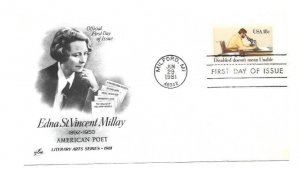 1925 Disabled Persons ArtCraft FDC on the Edna St. Vincent Millay cachet