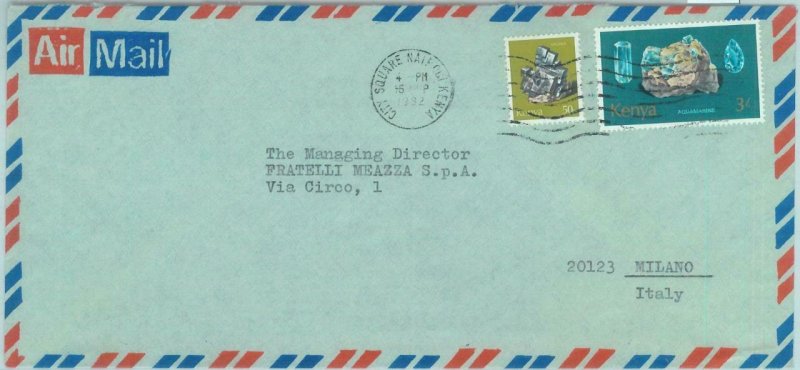 84383 - KENYA -  AIRMAIL Cover to ITALY 1982 - MINERALS: Galena Aquamarine