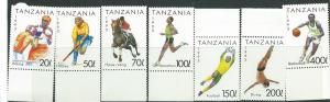 Tanzania #1018-1024  Sports set complete (MNH)  CV$7.15