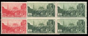 Russia #1126-1127, 1947 Labor Day, set of two in blocks of four, never hinged