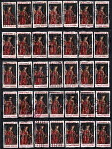 SC#1363 6¢ Christmas, van Eyck Singles (1968) Used Lot of Thirty Five Stamps