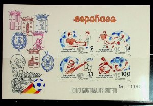 SPAIN Sc 2295 NH SOUVENIR SHEET OF 1982 - SOCCER WORLD CUP