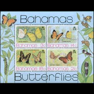 BAHAMAS 1975 - Scott# 373a S/S Butterfies NH