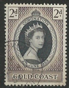 Gold Coast # 160  QE II Coronation 1953  (1) VF Used