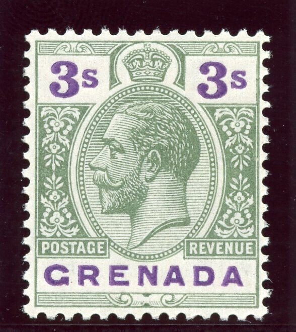 Grenada 1922 KGV 3s green & violet MLH. SG 132. Sc 110.