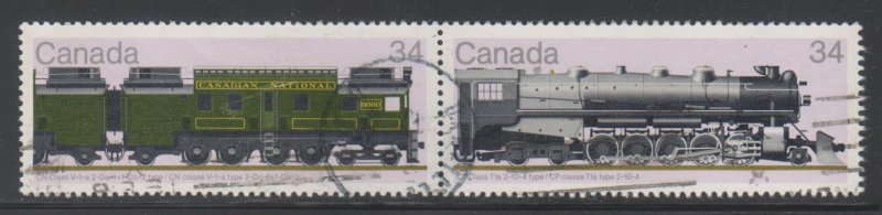 Canada,  34c Locomotives (SC# 1119a) USED PAIR