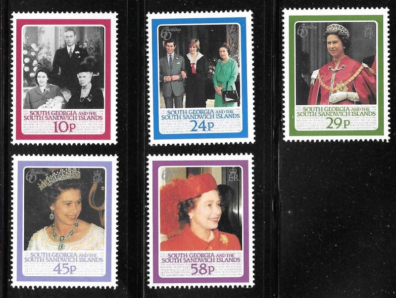 South Georgia 101-105: Queen Elizabeth II and family, MH, F-VF