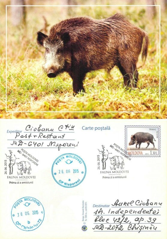 Moldova 2016 PSC  FD Cancel Wild boar hunting game 