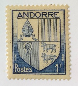 Andorra 1949 Scott 114  MH - 1fr, Coat of Arms