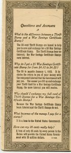 #WS1  ON US GOV'T THRIFT CARD WAR SAVINGS STAMP ⭐⭐⭐⭐⭐⭐