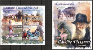 Solomon Islands 2013 Art Paintings Camille Pissarro Sheet + S/S MNH