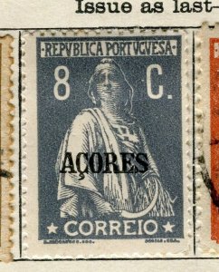 PORTUGAL AZORES; 1912-13 early Ceres issue fine Mint hinged 8c. value