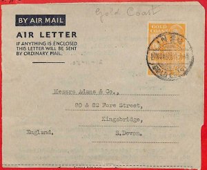 aa2301 - GOLD COAST - Postal HISTORY - STATIONERY Aerogramme # 2 to ENGLAND 1950