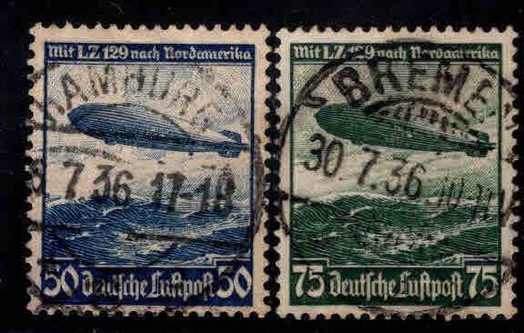 Germany Scott C57-C58 Used Hindenburg airmail stamp set nice cancels