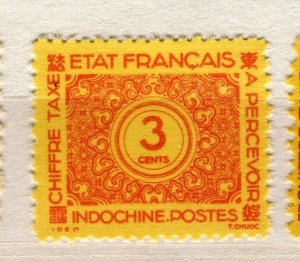 FRENCH INDO-CHINE; 1943 early Numeral Postage Due issue Mint hinged 3c. value