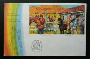 Finland Horses Care 1990 Riding Pet Animal Pony Hobby (FDC)