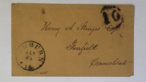 1850s Auburn Placer California Large 10 in Circle to Henry Sturges Fairfield CT