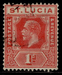 ST. LUCIA GV SG92, 1d rose-carmine, FINE USED. Cat £22.