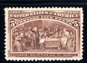 USAstamps Unused VF US 1893 Columbian Expo Soliciting Aid Scott 234 OG MNH 