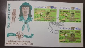 P) 1985 PHILIPPINES, 45TH ANNIVERSARY GIRLS SCOUT CHARTER, SURCHARGED NEW VALUE