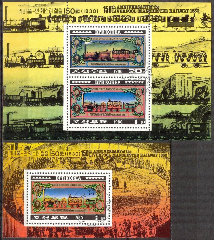 Korea 1980 trains Railway Liverpool - Manchester Mi.2065/6 Sheet+ S/S Used CTO