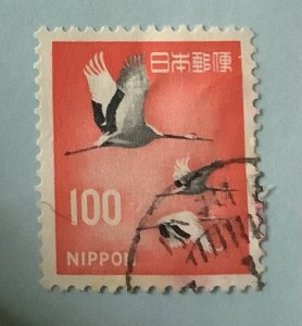 Japan 1966/69 Scott 888A used - 100y,  flying cranes, birds